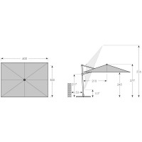ALU WOOD XL 400 x 300 cm - záhradný naklápací bočný slnečník