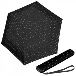 KNIRPS US.050 RAIN BLACK - ľahký dámsky skladací plochý dáždnik