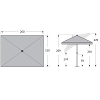 SUNLINE WATERPROOF 260x150 cm - slnečník
