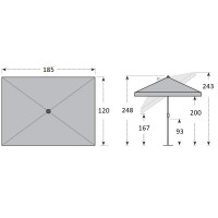 SUNLINE WATERPROOF 185 x 120 cm - naklápaci slnečník