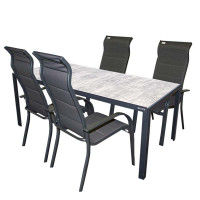 BERGAMO MIAMI sivé - hliníkové záhradné sedenie 4+1