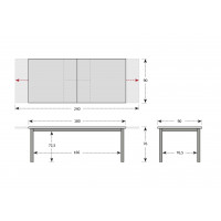 FIRENZE - rozkladací hliníkový stôl 180 / 240x90x75 cm