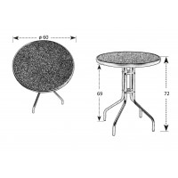 RAINBOW - oceľový stôl s keramickou doskou guľatý Ø 60cm