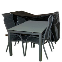 Ochranný obal na stôl 180 x 100 cm + 4 stohovacie, polohovacích kresiel