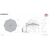 DERBY DX 335 cm - záhradný slnečník s bočnou nohou
