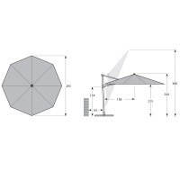 RAVENNA SMART 3 m - záhradný výkyvný slnečník s bočnou tyčou