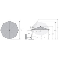RAVENNA 330 cm - veľký záhradný výkyvný slnečník s bočnou tyčou