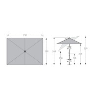 LIFE 250 x 200 cm - naklápací slnečník s kľukou